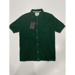 PERCIVAL Pablo Short Sleeve Cuban Knit Forest Green In XS NWT !!